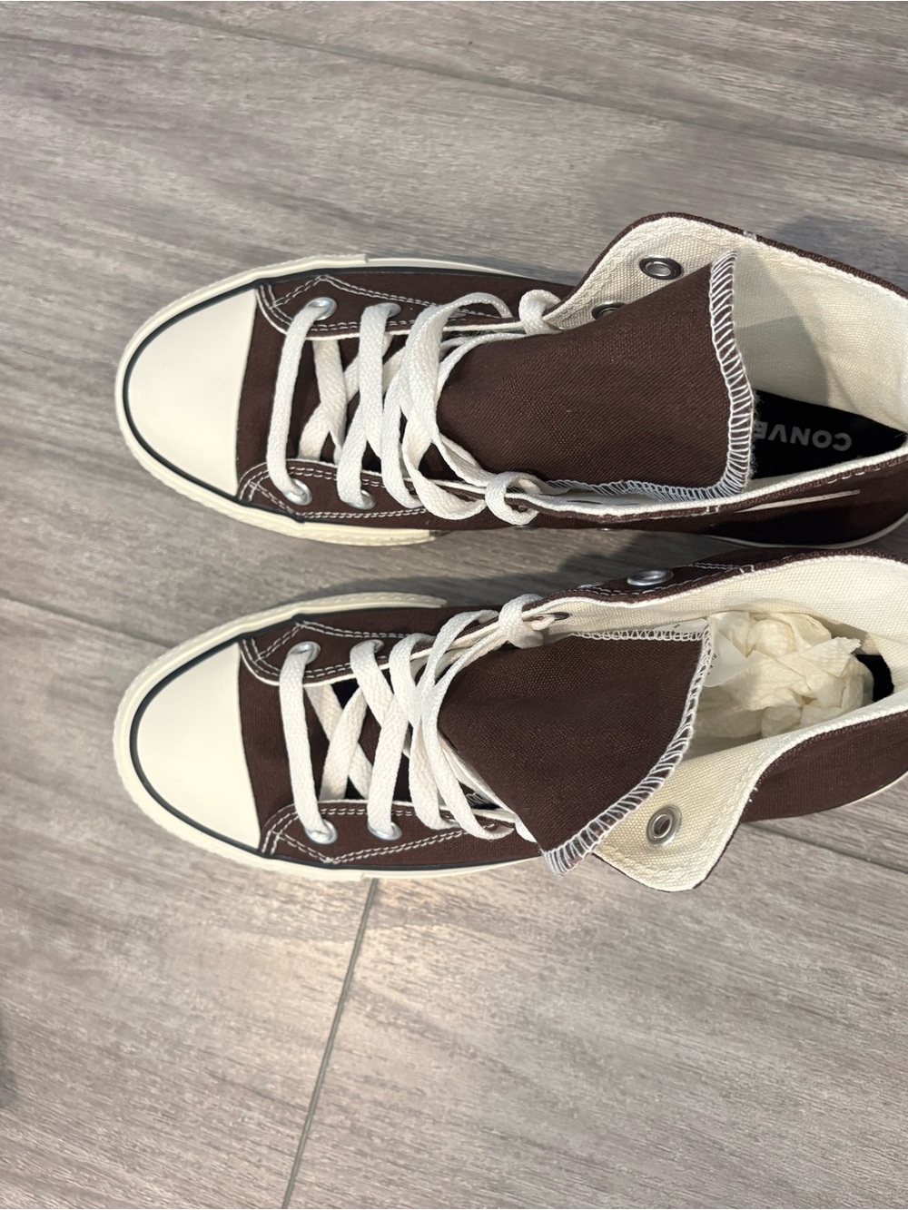 Converse High Top Sneakers - Brown and White - Picture 2 of 5